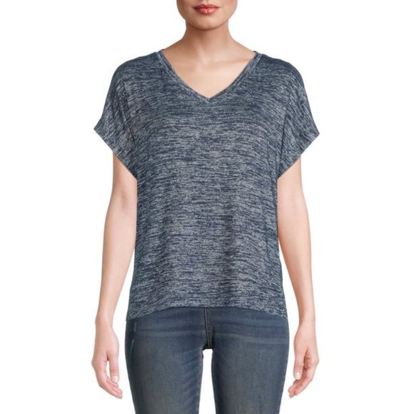 Time and Tru Women's Short Sleeve Textured Top - Picture 1 of 6